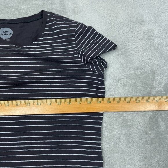 Life Is Good Womens Black & White Striped Cotton Dress L Casual a0937 - Picture 5 of 8